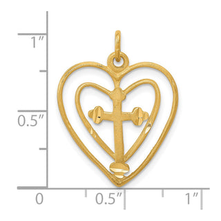 10k Yellow Gold CROSS IN HEART Charm