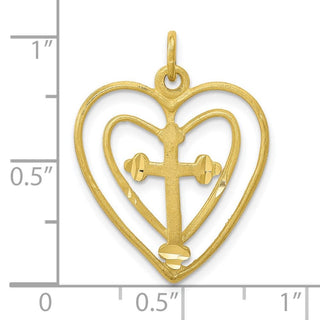 10k Yellow Gold CROSS IN HEART Charm