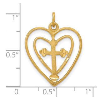 10k Yellow Gold CROSS IN HEART Charm