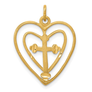 10k Yellow Gold CROSS IN HEART Charm