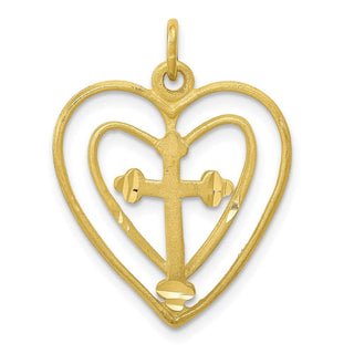 10k Yellow Gold CROSS IN HEART Charm