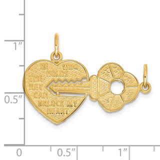 10k Yellow Gold Heart and Key Charm 10C413