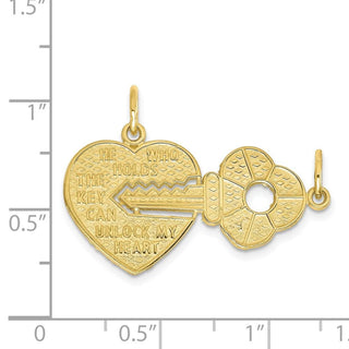 10k Yellow Gold Heart and Key Charm 10C413