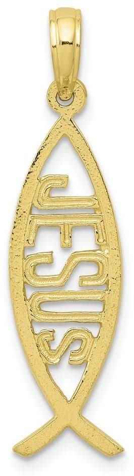 10k Yellow Gold Ichthus Fish With Jesus Pendant