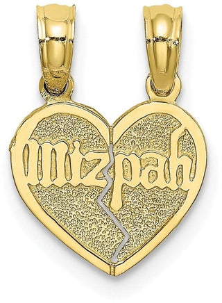 10k Yellow Gold Reversible Break-Apart Mizpah Heart Pendant