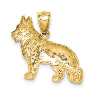 10K Yellow Gold Diamond-cut German Shepard Pendant