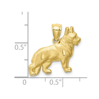 10K Yellow Gold Diamond-cut German Shepard Pendant