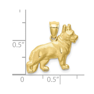 10K Yellow Gold Diamond-cut German Shepard Pendant