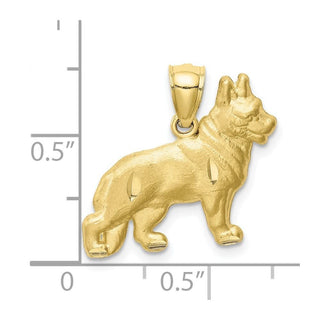 10K Yellow Gold Diamond-cut German Shepard Pendant