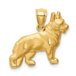 10K Yellow Gold Diamond-cut German Shepard Pendant