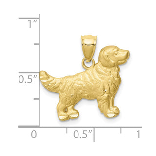 10K Yellow Gold Diamond-cut Golden Retriever Pendant