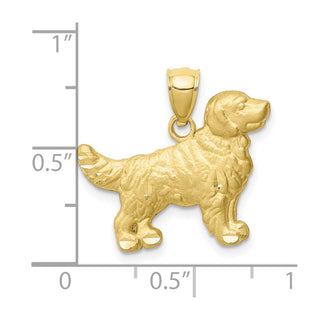 10K Yellow Gold Diamond-cut Golden Retriever Pendant