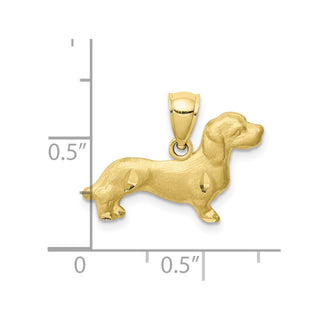 10K Yellow Gold Diamond-cut Dachshund Pendant