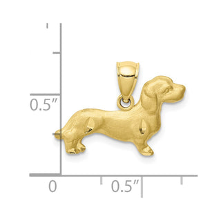 10K Yellow Gold Diamond-cut Dachshund Pendant
