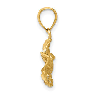 10K Yellow Gold Polished and Diamond-cut Beaded Plumeria Flower Charm