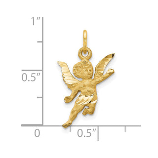 10k Yellow Gold Solid Satin Angel Charm