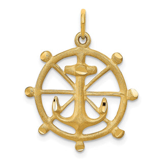 10k Yellow Gold Anchor In A Wheel Charm