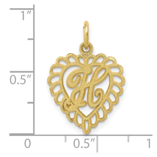 10K Yellow Gold Initial H Charm