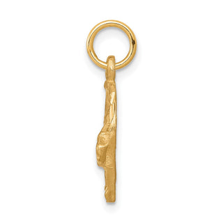 10k Yellow Gold Solid Diamond-Cut Horsehead In Horseshoe Charm