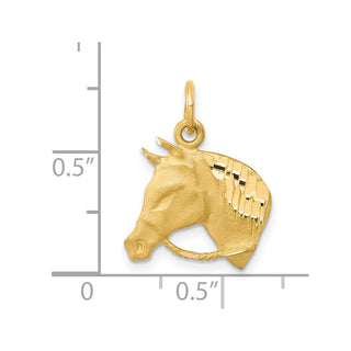 10k Yellow Gold Solid Satin Horsehead w/Reins Charm
