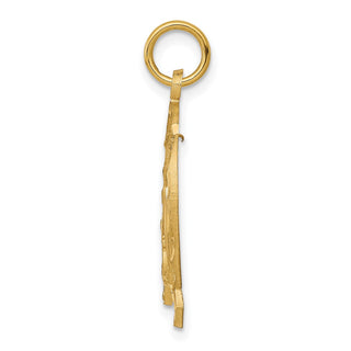 10k Yellow Gold Solid Flat-Backed Horsehead In Horseshoe Charm