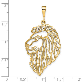 10k Yellow Gold Solid Diamond-Cut Lions Head Charm
