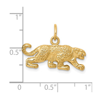 10k Yellow Gold Solid Satin Small Leopard Charm