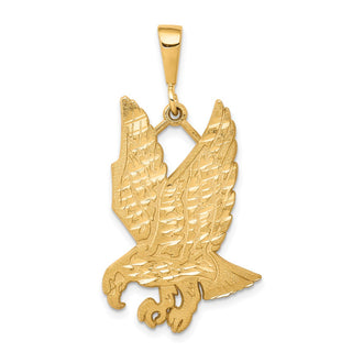 10k Yellow Gold Solid Diamond-cut Eagle Pendant