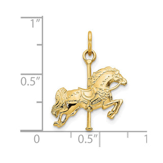 10k Yellow Gold Solid Carousel Horse Charm