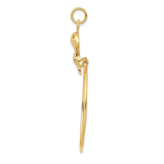 10K Yellow Gold Double Dolphin Charm Holder Pendant