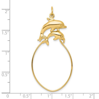 10K Yellow Gold Double Dolphin Charm Holder Pendant