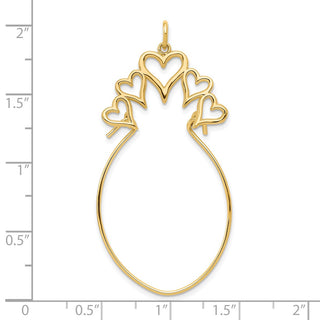 10K Yellow Gold 5 Hearts Charm Holder Pendant