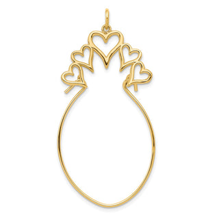 10K Yellow Gold 5 Hearts Charm Holder Pendant