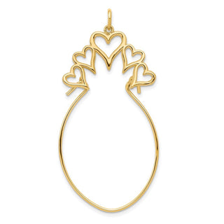 10K Yellow Gold 5 Hearts Charm Holder Pendant
