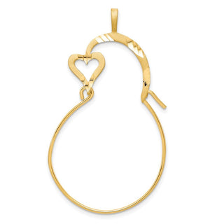 10K Yellow Gold Small Heart Charm Holder Pendant