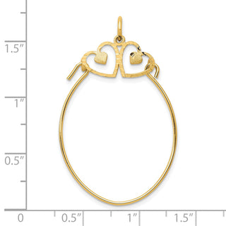 10K Yellow Gold Double Heart Charm Holder Pendant