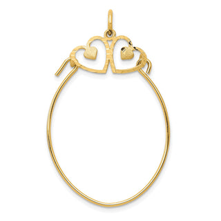 10K Yellow Gold Double Heart Charm Holder Pendant