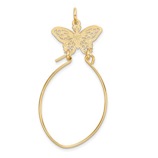 10K Yellow Gold Filigree Butterfly Charm Holder Pendant