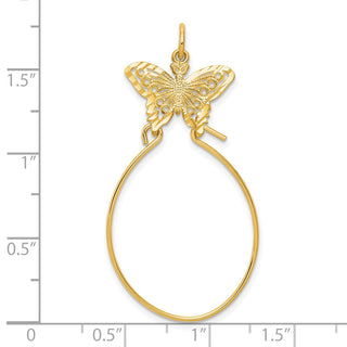 10K Yellow Gold Filigree Butterfly Charm Holder Pendant