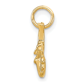 10k Yellow Gold Solid Horseshoe Wishbone and Shamrock Charm