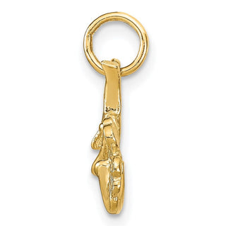10k Yellow Gold Solid Horseshoe Wishbone and Shamrock Charm