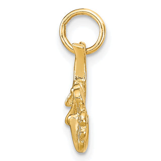 10k Yellow Gold Solid Horseshoe Wishbone and Shamrock Charm