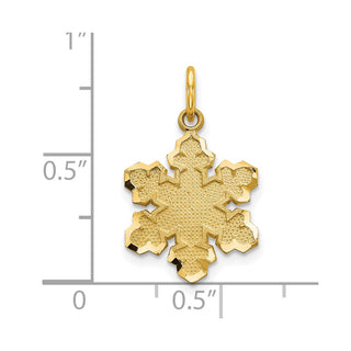10k Yellow Gold Solid Satin Snowflake Charm