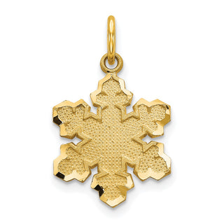 10k Yellow Gold Solid Satin Snowflake Charm