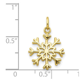 10k Yellow Gold Solid Polished Snowflake Charm