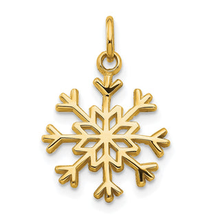 10k Yellow Gold Solid Polished Snowflake Charm
