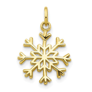 10k Yellow Gold Solid Polished Snowflake Charm