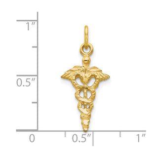 10k Yellow Gold Solid Caduceus Charm