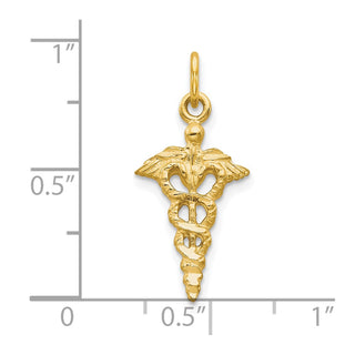 10k Yellow Gold Solid Caduceus Charm