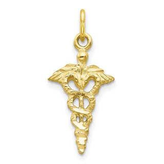 10k Yellow Gold Solid Caduceus Charm